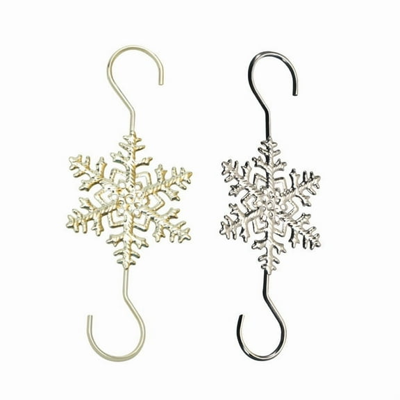 Christmas Ornament Hooks, Snowflake Hanging Hooks, Metal S Shaped Christmas Tree Decoration Hooks for Ornaments, Durable Gold Tone Holiday Pendant Hooks Set