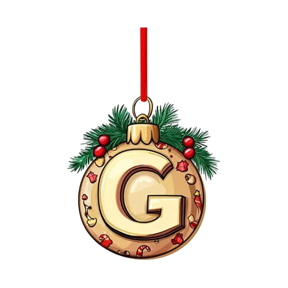 Christmas Ornament Initial Letter G Hanging Decor, Monogrammed Christmas Decor for Holiday Tree Display, Personalized Gift for Festive Home and Party Decoration
