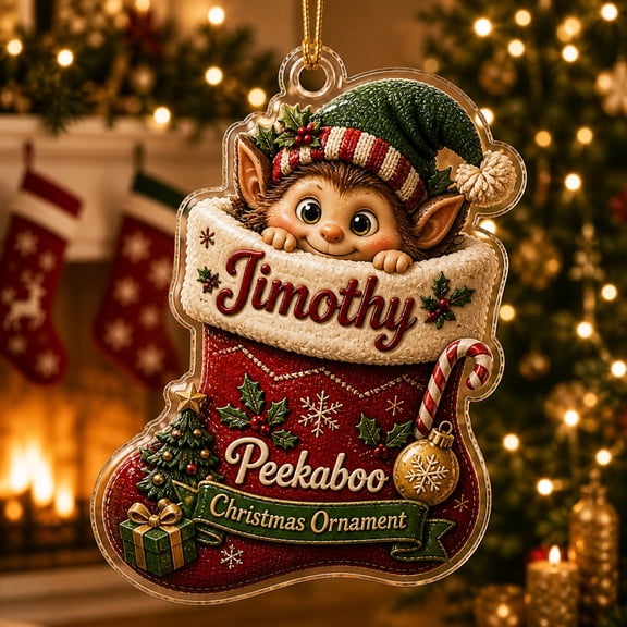 Christmas Ornament Jimothy Peekaboo Stocking Acrylic Tree Hanging for Christmas Gifting