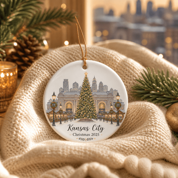 Christmas Ornament Kansas City Union Station Tree Hanging Keepsake for Holiday Travel Memory Gift