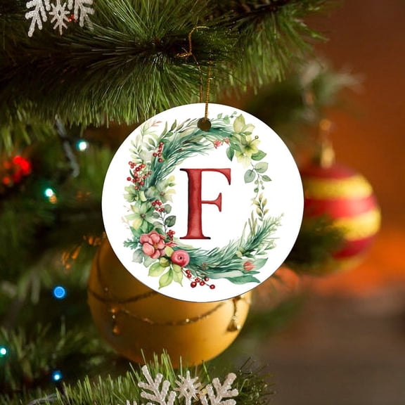 Christmas Ornament Letter F Monogram Letter Watercolor Keepsake Ceramic Ornament Personalized Gift Monogram Best Gifts for Christmas Xmas Gift