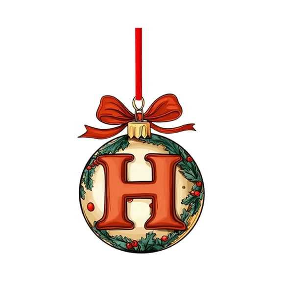 Christmas Ornament Monogram Initial H Christmas Tree Decorations Personalized Hanging Decor for Holiday Home Display Family Festive Accent Custom Letter Ornament Single Piece
