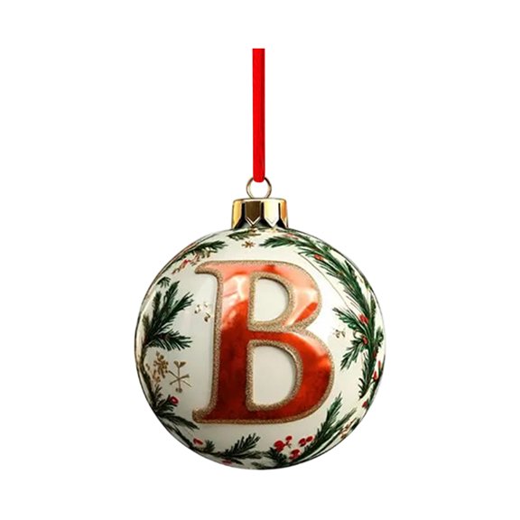 Christmas Ornament Monogram Initial Letter B Hanging Bauble, Personalized Christmas Tree Decor for Holiday Home Display, Ideal Festive Personalized Gift, Single Piece