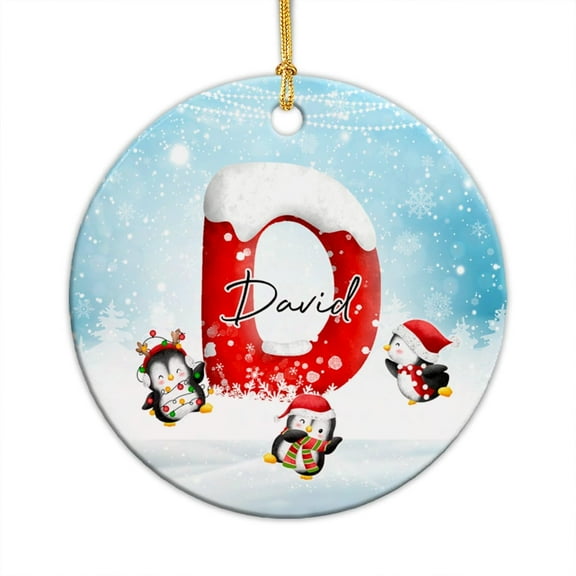 Christmas Ornament Monogram Initial Letter D Christmas Ceramic Xmas Tree Decor, Personalized Alphabet D Xmas Ornament, Custom Monogram Initial Letter D Christmas Ornament Gift for Family Friends ESe4