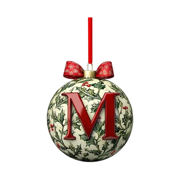 Christmas Ornament Monogram Initial Letter M Hanging Bauble for Christmas Tree Decorations Personalized Holiday Home Decor