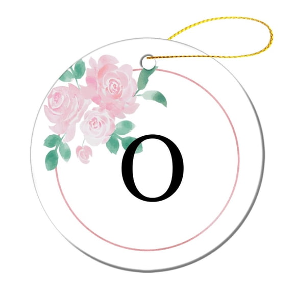 Christmas Ornament Monogram Initial Letter O Double-Sided Ceramics Ornaments Personalized Custom Monogram Christmas Tree Decoration Indoor Outdoor Yard for Family Friend