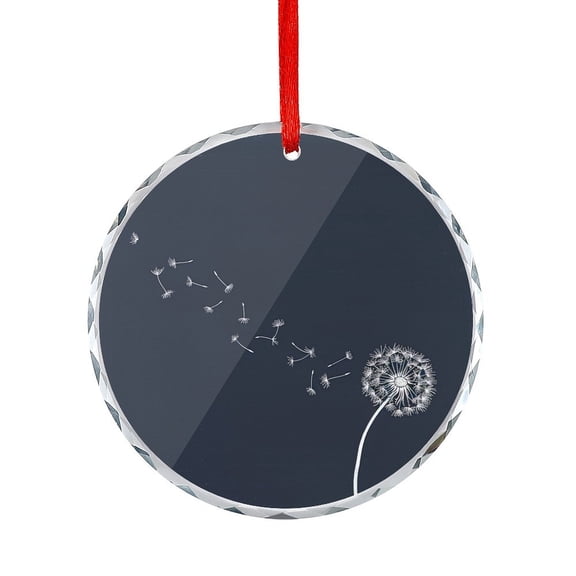Christmas Ornament Navy Blue Dandelions Holiday Ornaments Abstract White Floral Unique Gift Idea