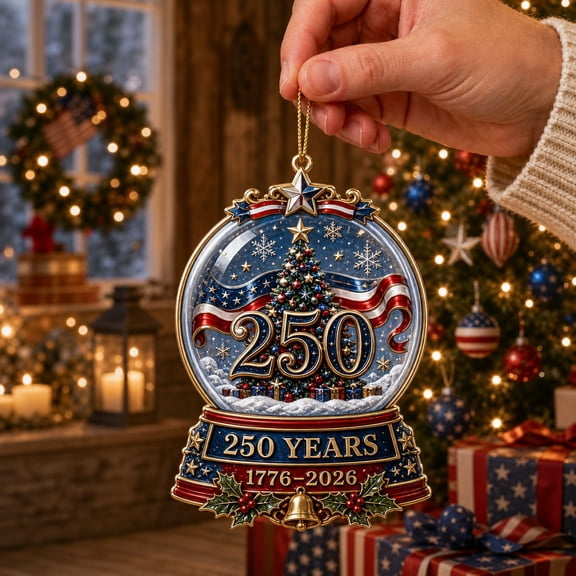Christmas Ornament Patriotic 250th Anniversary Snow Globe Acrylic Tree Hanging for Holiday Decor