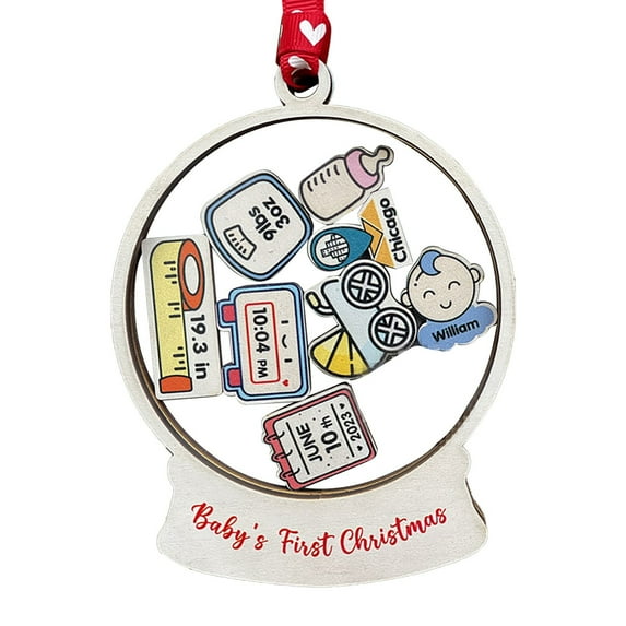Christmas Ornament Personalized Baby's 1st Christmas Tree Decoration Christmas Ornaments/ Boys' Round
