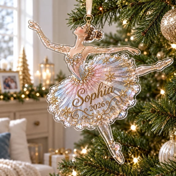 Christmas Ornament, Personalized Ballerina Acrylic Tree Hanging Keepsake for Ballet Dancers