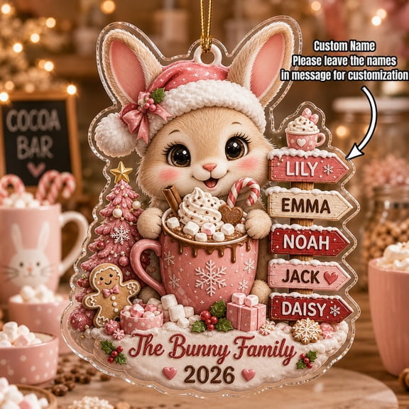 Christmas Ornament Personalized Bunny Cocoa Acrylic Tree Hanging for Family