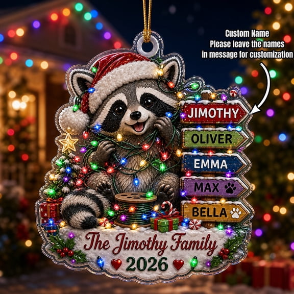 Christmas Ornament Personalized Jimothy Raccoon Acrylic Tree Hanging for Family