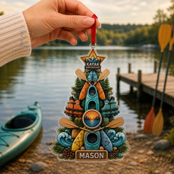 Christmas Ornament Acrylic Personalized Kayaking Acrylic Tree Decoration for Paddlers