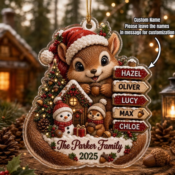 Christmas Ornament Personalized Squirrel Acrylic Tree Hanging for Squirrel Collectors