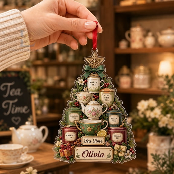 Christmas Ornament Acrylic Personalized Tea Tree Acrylic Hanging Ornament for Tea Lovers