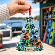 Christmas Ornament Acrylic Personalized Wakeboarding Name Ornament for Tree Hanging Gift for Wakeboarder