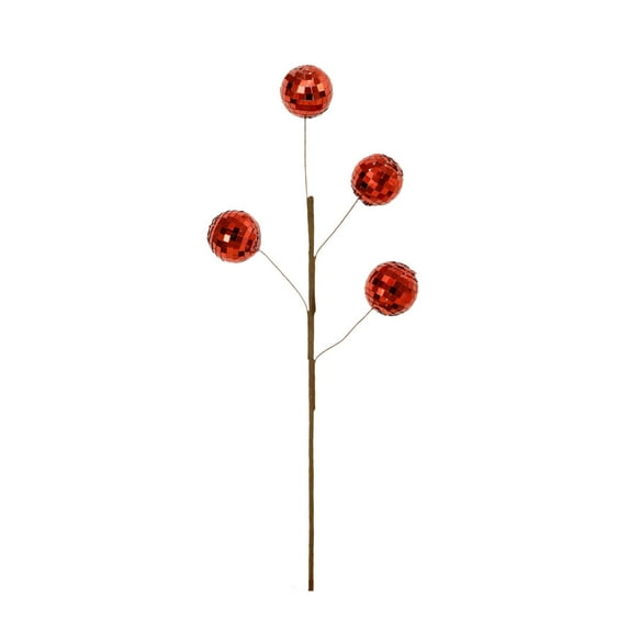 Christmas Ornament Pick with Sequins Mirror Decoration, Festive Branch for Trees, Wreaths and Floral Displays