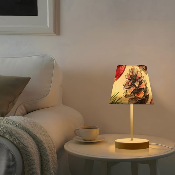 Christmas Ornament Pine Cones Desk Lamp 3 Color Modes LED Table Lamp Nightstand Reading Light for Bedroom Living Room