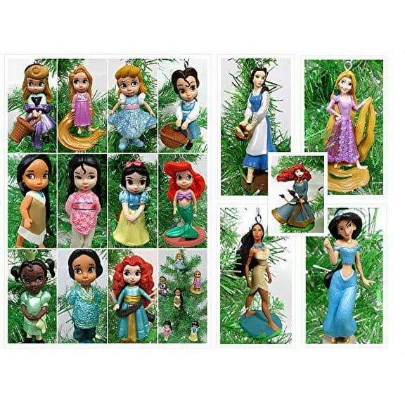 Christmas Ornament Princess Deluxe 12 Piece Set Featuring Random Princesses from Classic Tales Brave, Tangled, Aladdin, Beauty and The Beast and More