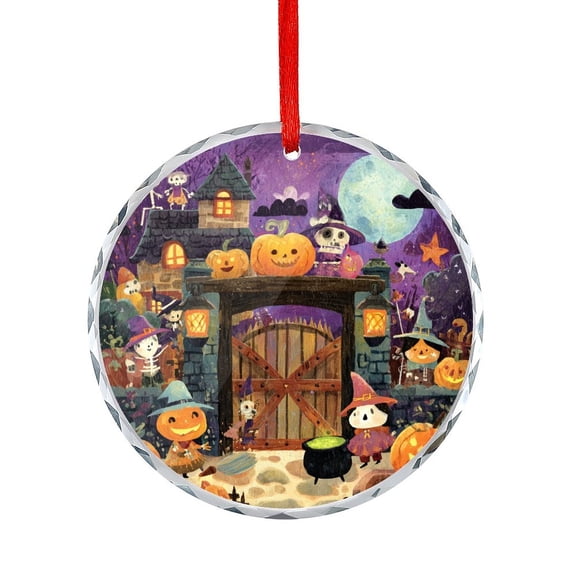 Christmas Ornament Pumpkins Witches Haunted House Holiday Ornaments Fall Happy Halloween Hanging Ornaments for Holiday Decoration for Family Couples Friends
