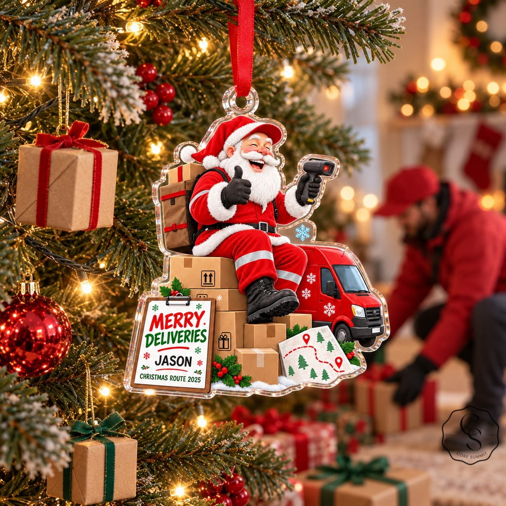 Santa Items Christmas Ornament Santa Delivery Driver Acrylic Tree Hanging Gift for ...