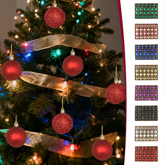Christmas Ornament Set, 24-Piece 6cm Matte Ball Pendants, Electroplated Glossy Finish, Built-In Hangers, Home Holiday Decorations,Vsgery