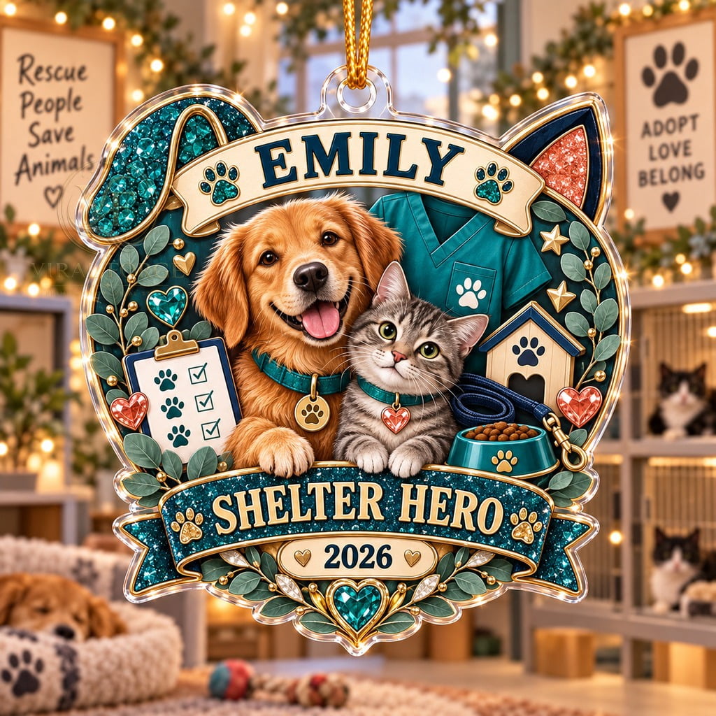 Christmas Ornament Shelter Hero Dog and Cat Acrylic Tree Keepsake for ...