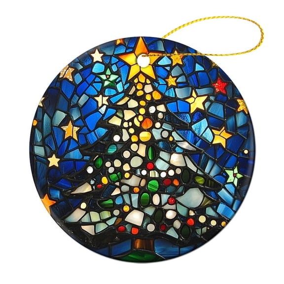 Christmas Ornament Stained Glass of Christmas Tree Christmas Tree Ornaments Xmas Pine Trees Christmas Tree Ceramic Ornament Decoration Holiday Present Holiday Present Idea
