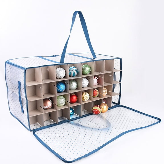 Christmas Ornament Storage Box - 128 Compartment Organizer, Festive Holiday Decor Protection, Space-saving Foldable Design for Attic or Closet