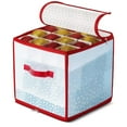 thumbnail image 1 of Christmas Ornament Storage Box with Adjustable Dividers,Store up to 64 3-inch or 36 4-inch Christmas Ornaments, Xmas Storage with Zippered Closure & Two Handles, 1 of 8