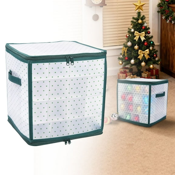 Christmas Ornament Storage Box, Christmas Storage Containers Organizer Bag with Dividers - Fits up to 64 Holiday Xmas Ornaments Decorations Seasons Balls