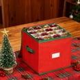 thumbnail image 1 of Christmas Ornament Storage Box Containers Premium Holiday Ornaments Organizer with Adjustable Dividers Pockets Clear Window Stores Up to 64 Ornament Storage Bin Zippered for Christmas Decorations Red, 1 of 8