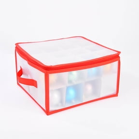 Christmas Ornament Storage Box with Dividers, 32-Grid Premium Holiday Ornaments Storage Container Bin for Christmas Ball Pendant Organization
