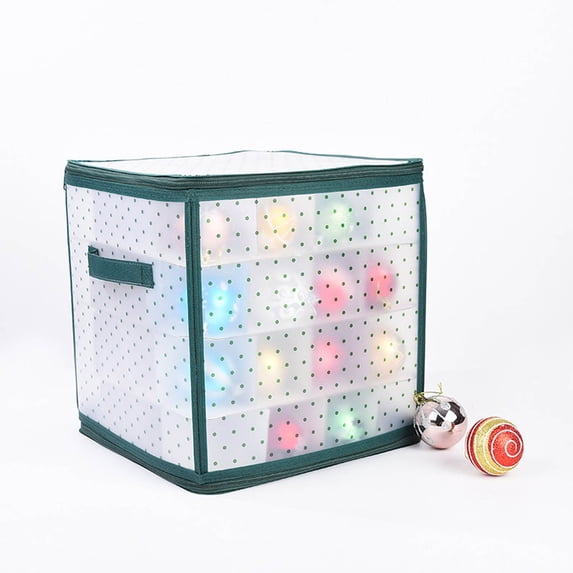 Christmas Ornament Storage Container â 64 Capacity Holiday Decoration Organizer with Double Zipper Closure, Sturdy Xmas Organizer for Each Ornaments up to 2.75"