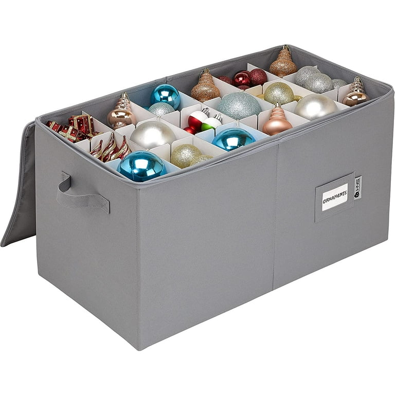 Christmas Ornament Storage Box with Adjustable Acid-Free Dividers