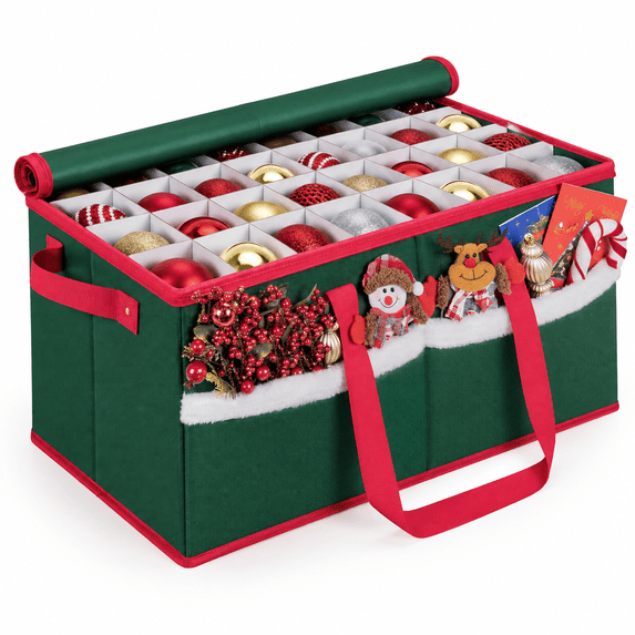 Zippered Christmas Ornament Storbox With Adjustable Dividers Zippered Top Stores ...