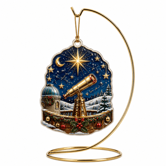 Christmas Ornament Telescope and Star Acrylic Tree Hanging Gift for Stargazers