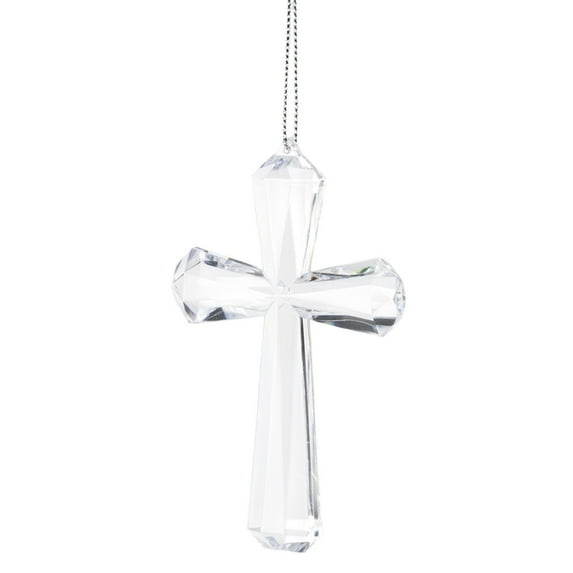 Christmas Ornament Transparent Cross Pendant, Acrylic Christmas Decoration, Unique Holiday Tree Hanging Ornament, Durable Clear Xmas Decor with Easy Hang Loop
