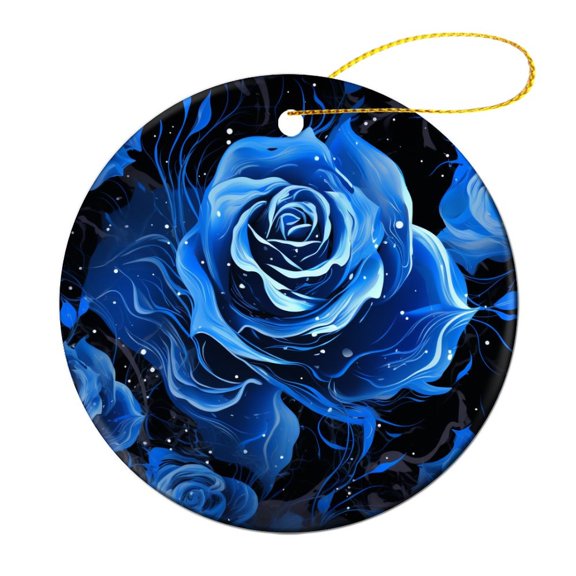Christmas Ornament Vintage Floral 3" Ceramic Christmas Ornament Burning Blue Rose-3 Christmas Tree Ceramic Ornament Decoration Housewarming Gift