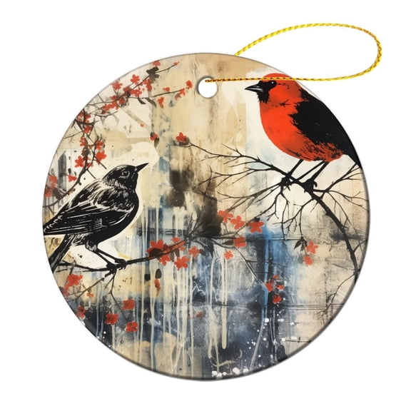 Christmas Ornament Winter Christmas Cardinal Bird Red Berries Christmas Tree Ornaments Red Cardinal Song Scroll Christmas Xmas Trees Decorations Keepsake Gifts Gifts Keepsake for Family