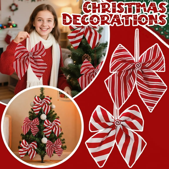 Christmas Ornament Wreath Bows Xmas Tree Topper Hanging Bows for Holiday Home Wall Outdoor Indoor Party Garland Crafts Decoration Christmas Bows Big Red Bow B 11in