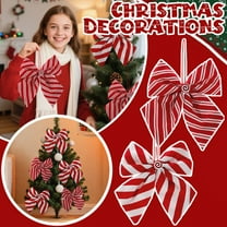 Christmas Ornament Wreath Bows Xmas Tree Topper Hanging Bows for Holiday Home Wall Outdoor Indoor Party Garland Crafts Decoration Christmas Bows Big Red Bow B 11in