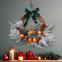 End of Year Clearance Christmas Ornament Wreath Metal Wreath LED Warm Light Large Bow Christmas Decorations Christmas Wreath for Front Door Wall Window Stair Home Decor on Clearance!