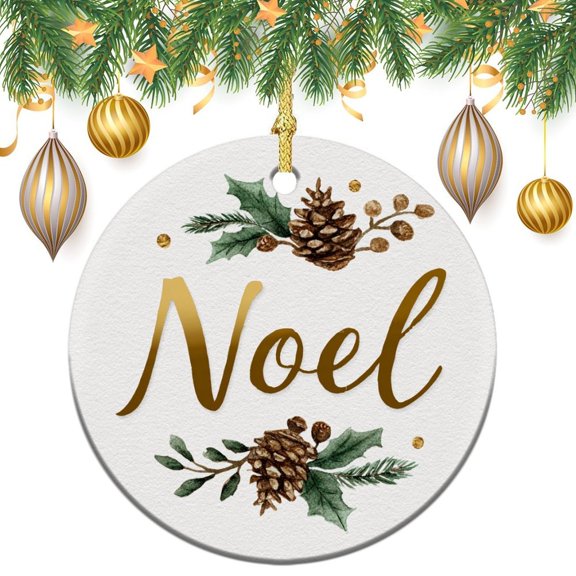 Christmas Ornament Xmas Rustic Winter Holiday Keepsake Ceramic Ornament Noel Pine Cones And Holly Leaves Christmas Tree Hanging Accessories for Woman Friend Birthday