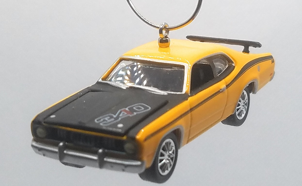 Christmas Ornament for 1971 Plymouth Duster Yellow/Black Hood