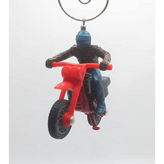 Christmas Ornament for Dirt Bike Motorcycle Motorcycle Red (Blue Rider)