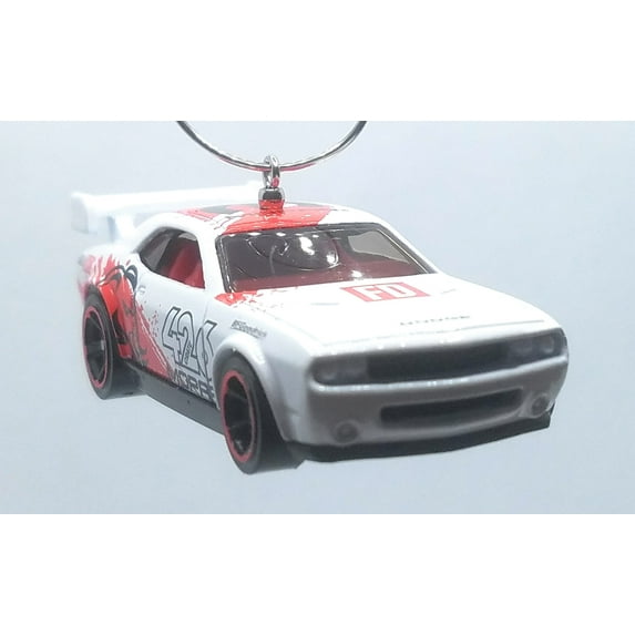 Christmas Ornament for Dodge Challenger Drift Car White/Red Decals