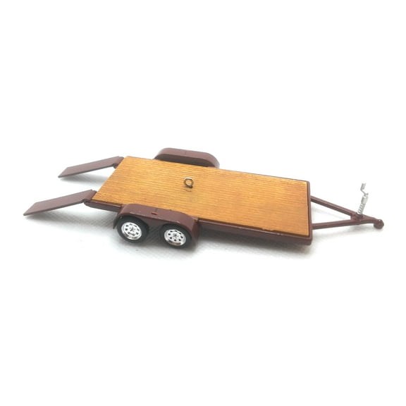 Christmas Ornament for Flatbed Trailer Car Hauler Dark Red Tan with Ramps