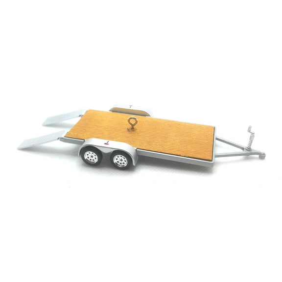 Christmas Ornament for Flatbed Trailer Car Hauler Silver Tan with Ramps