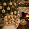 thumbnail image 1 of Christmas Ornaments 12 Pack Khaki Painted Tree Hanging Balls 2.36 Inch Plastic Holiday Decor Set for Xmas Tree Party Home, 1 of 7